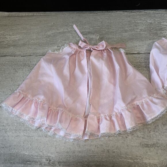 Baby Bliss Pink Dress Swiss Dot Ruffle Apron Tie Bloomers Set Sz XL 60’s Girl - Picture 5 of 9